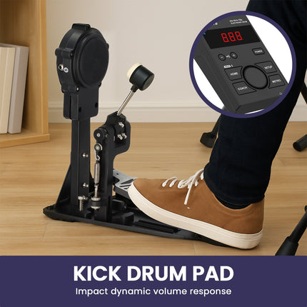 Karrera 18S Electronic Drum Kit Mesh Pads 8in Snare Bluetooth Sounds USB/MIDI Output Kick Pedals Drum Coach & Metronome Dropshipzone