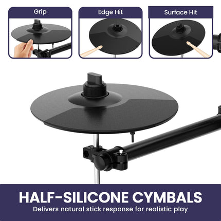 Karrera 18S Electronic Drum Kit Mesh Pads 8in Snare Bluetooth Sounds USB/MIDI Output Kick Pedals Drum Coach & Metronome Dropshipzone