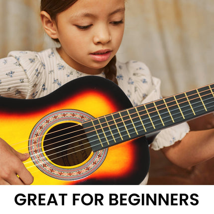 Karrera 34in Acoustic Wooden Childrens Guitar - Sunburst Dropshipzone