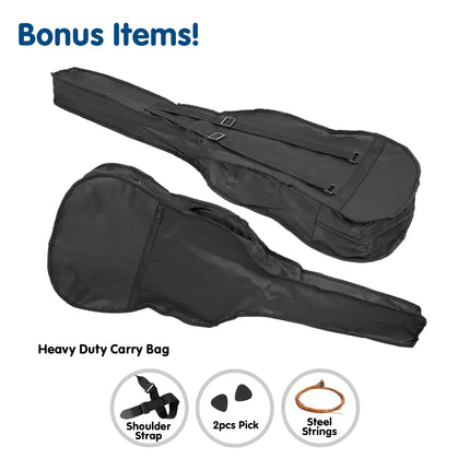 Karrera 41in Acoustic Wooden Guitar with Bag - Black - Sensory Circle