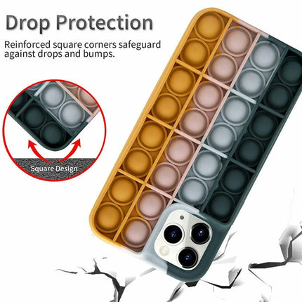 Rainbow Pop Fidget Toys Push It Bubble Phone Case For iPhone 7 8 Plus X XR 11 12 Pro Max - iPhone 13Pro