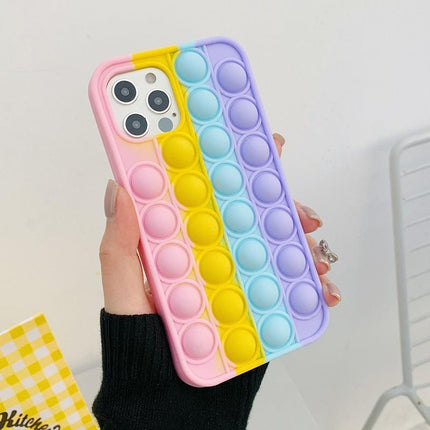 Rainbow Pop Fidget Toys Push It Bubble Phone Case For iPhone 7 8 Plus X XR 11 12 Pro Max - iPhone X/XS