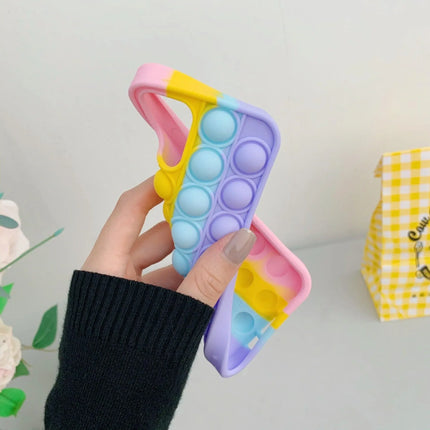 Rainbow Pop Fidget Toys Push It Bubble Phone Case For iPhone 7 8 Plus X XR 11 12 Pro Max - iPhone 11Pro