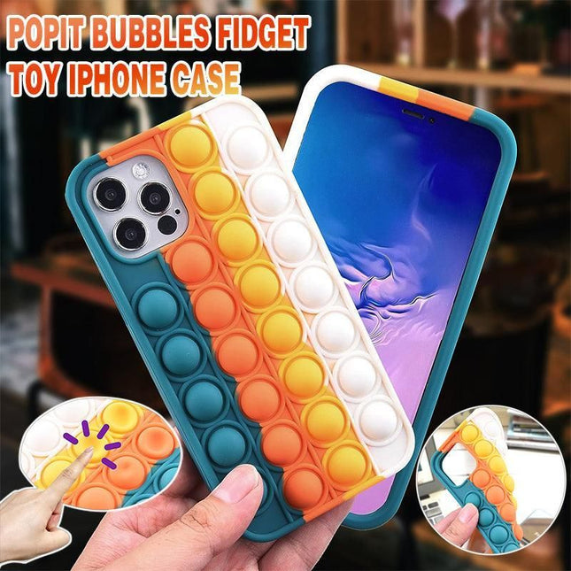 Blue-White Pop Fidget Toys Push It Bubble Phone Case For Iphone - iPhone 7Plus/8Plus calming sensory toy case