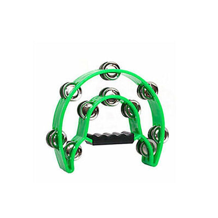 Double Half Moon Tambourine Handheld Musical Percussion Instrument Bell Drum - Blue