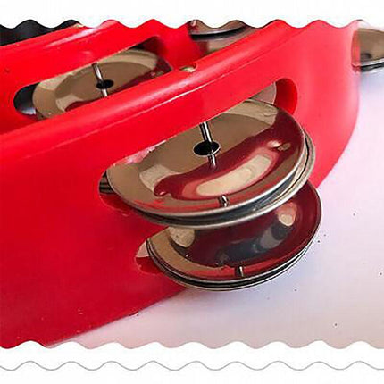 Double Half Moon Tambourine Handheld Musical Percussion Instrument Bell Drum - Green