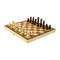Chess Board Games Folding Large Chess Wooden Chessboard Set Wood Toy Gift with light and dark pieces arranged on board.