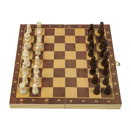 Chess Board Games Folding Large Chess Wooden Chessboard Set Wood Toy Gift with natural wood pieces ready to play.