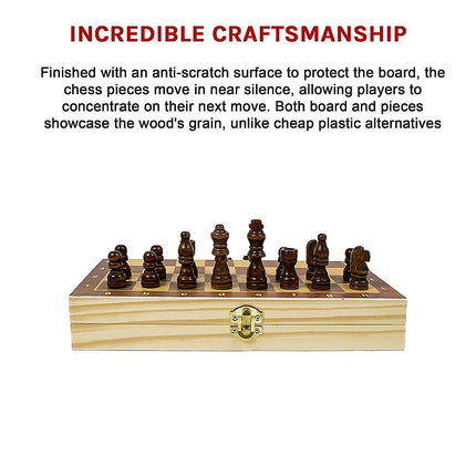 Chess Board Games Folding Large Chess Wooden Chessboard Set Wood Toy Gift with polished wooden pieces on a foldable board