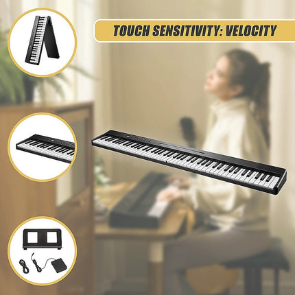 Folding Digital Piano 88 Key Velocity-Sensitive + Carry Case Pedal Dropshipzone