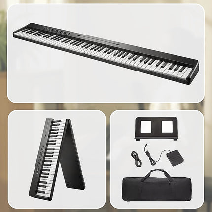 Folding Digital Piano 88 Key Velocity-Sensitive + Carry Case Pedal Dropshipzone