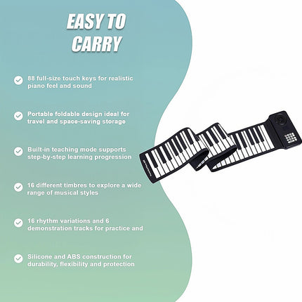 88 Key Portable Foldable Silicone Electronic Keyboard Piano Music Dropshipzone