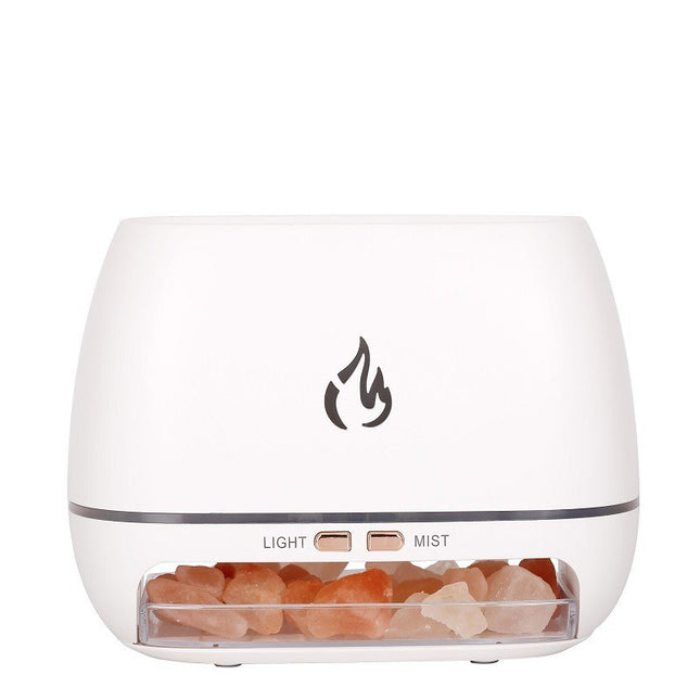 White Himalayan Salt Flame Aroma Diffuser - 250ml Ultrasonic Humidifier with 7-Color LED Light for Relaxation and Decor Dropshipzone