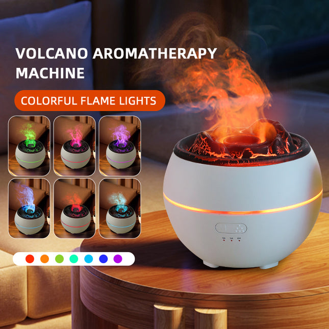 Volcanic Flame Aroma Diffuser (Black Ordinary Style)- 360ml Ultrasonic Humidifier with 7-Color LED Light and Adjustable Mist for Home and Office Dropshipzone