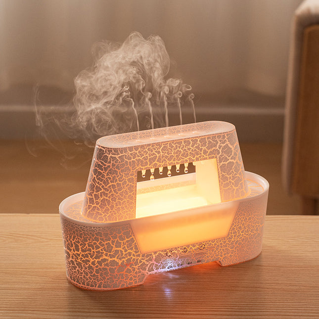 White 300ml Ultrasonic Aroma Diffuser with Cracked Light Design - Cool Mist Humidifier for Home and Office Dropshipzone