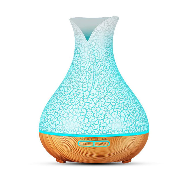 Blue Crack 500ml Wood-Grain Essential Oil Aroma Diffuser with Lattice Design and Humidifier Dropshipzone