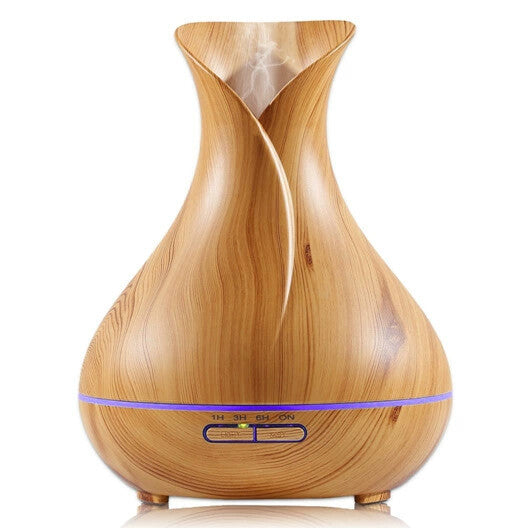 Wood Grain 500ml Wood-Grain Essential Oil Aroma Diffuser with Lattice Design and Humidifier Dropshipzone