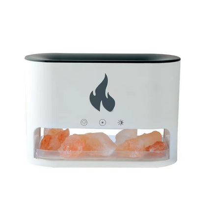 Himalayan Salt Stone Flame Aroma Diffuser & Humidifier - 7 Light Options, Ultrasonic, Auto Shut-Off(white) Dropshipzone