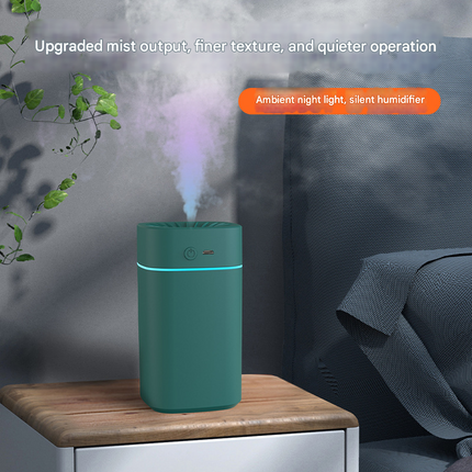 Green 2-in-1 Ultrasonic Air Humidifier with 7-Color LED Night Light - Quiet Desktop Mini Humidifier for Home, Office, Bedroom Dropshipzone