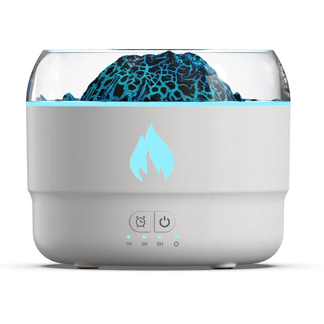 167 White Simulation Volcano Diffuser & Humidifier - Smart Timer Ultrasonic Mister with Volcano Lava Crack Shell and Colorful Light Dropshipzone