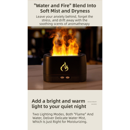 White 3D Simulation Flame Aroma Diffuser & Humidifier - Ultrasonic Desktop Mister with 7-Color LED Light and Automatic Scent Spray (200ML) Dropshipzone