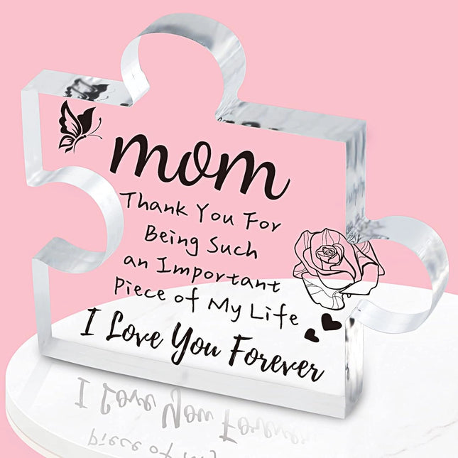 Interlocking Puzzle-Shaped Desktop Decor – 10.5cm Square Display Piece for Home or Gifting(Mom)