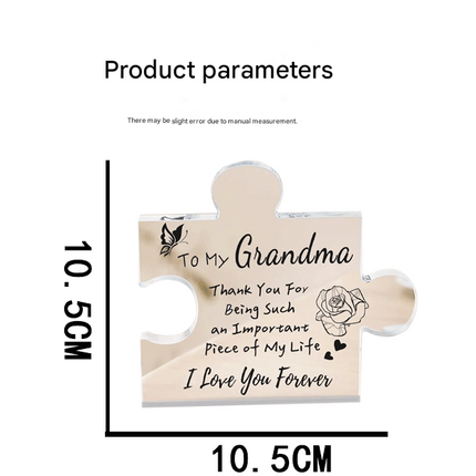 Interlocking Puzzle-Shaped Desktop Decor – 10.5cm Square Display Piece for Home or Gifting(Mom)