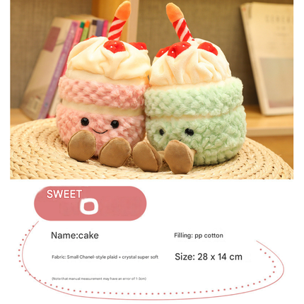 Blue Cute Birthday Cake Plush Toy Strawberry Layered Cake Pillow Birthday Gift