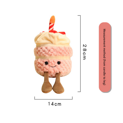 Light brown Cute Birthday Cake Plush Toy Strawberry Layered Cake Pillow Birthday Gift