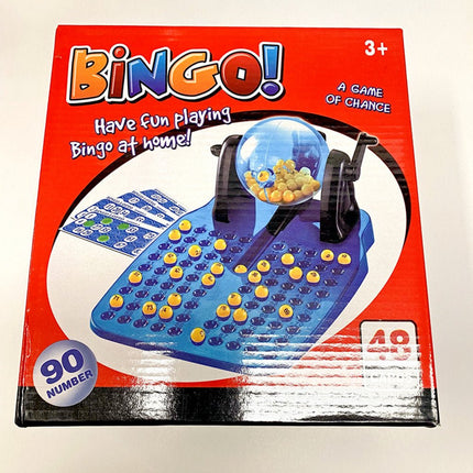 Toy Bingo game with blue and yellow pieces and bingo cards, helping families thrive with tools to calm and connect