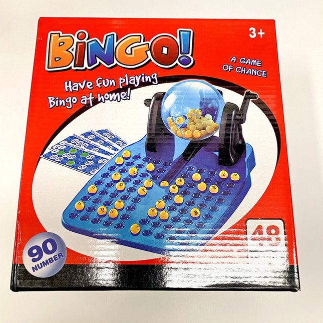 Toy Bingo game with blue and yellow pieces and bingo cards, helping families thrive with tools to calm and connect