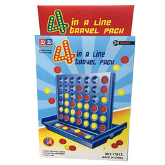 4 in a Row Travel Game boxed educational game with red yellow and blue counters