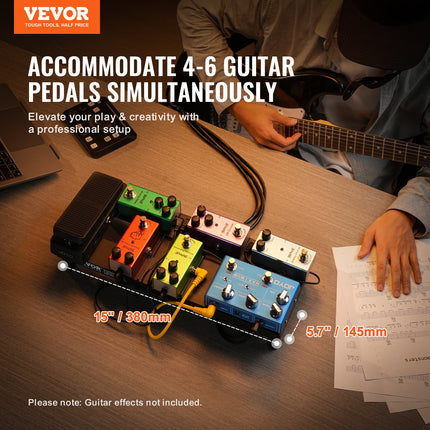 VEVOR Guitar Pedal Board, 15'' x 5.7'', Aluminum Alloy 0.8 lbs Super Light Guitar Effects PedalBoard with Carry Bag High Quality Velcro Fixed Strap Shoulder Strap, Accommodate 4-6 Guitar Pedals, Small Dropshipzone