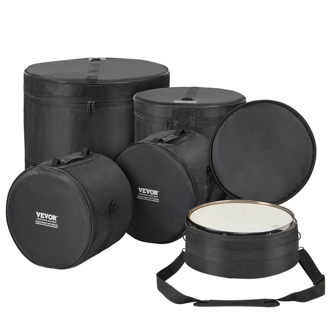 5-Piece Drum Bag Set, 1680D Oxford Fabric, Padded Drum Bags and Cases with 4.92 ft Detachable Shoulder Strap Carry Handles Foldable Design, for 55cm Kick 30cm Tom 33cm Tom 40cm Tom 35cm Snare Dropshipzone