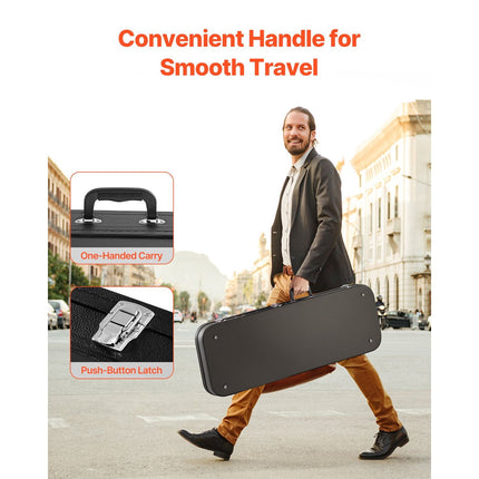 Electric Guitar Hard Case, 1095 mm Rectangular Guitar Hard Case, With Lock Latch Keys Handle, PVC Padding Soft Lining Water-Resistant Hard Shell Guitar Cases, for 990 mm Electric Guitars, Black Dropshipzone