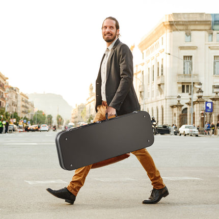 Electric Guitar Hard Case, 1095 mm Rectangular Guitar Hard Case, With Lock Latch Keys Handle, PVC Padding Soft Lining Water-Resistant Hard Shell Guitar Cases, for 990 mm Electric Guitars, Black Dropshipzone