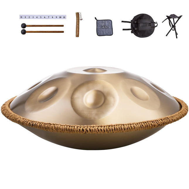 Handpan Drum 22 in 10 Notes D Minor Hand Drum Instrument with Mallet Dropshipzone