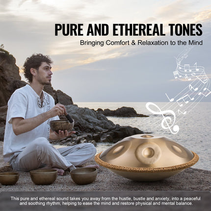 Handpan Drum 22 in 9 Notes D Minor Steel Hand Drum with Mallets for Adult Dropshipzone