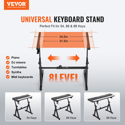 Piano Keyboard Stand and Bench Set, Z Style, Heavy-Duty Digital Piano Music Stand and Seat, 250 lbs Capacity with Adjustable Piano Bench Width Height Wheels, Fits for 54-88 Key Electric Pianos Dropshipzone