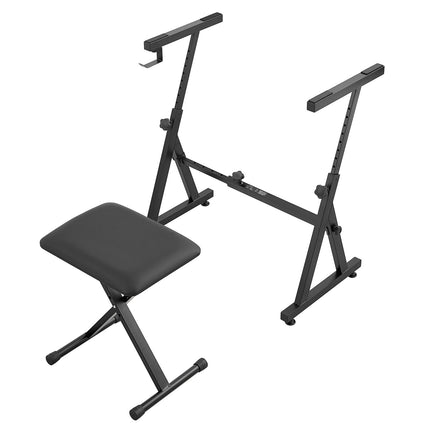Piano Keyboard Stand and Bench Set, Z Style, Heavy-Duty Digital Piano Music Stand and Seat, 250 lbs Capacity with Adjustable Piano Bench Width Height Wheels, Fits for 54-88 Key Electric Pianos Dropshipzone