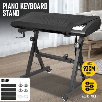 Portable Piano Keyboard Z Stand Heavy-Duty with Wheels Foldable Up to 93CM Heigh Dropshipzone