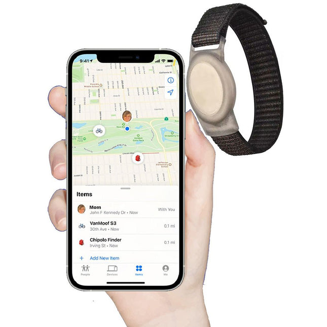 Smart Tracker Wrist & Ankle Band – Works with Apple Find My (iOS Only) | Water-Resistant, Replaceable Battery, Includes Tracking Tag - Black