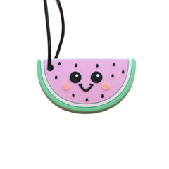 Watermelon Pendant with a smiling face, designed as a sensory chewing aid for calming and engagement