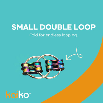 The Works Fidget Kit small double loop sensory toy with metallic colorful rings for endless looping