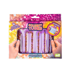 Squishy Tubes sensory fidget toy with glitter flow in purple, designed to calm and support sensory needs.