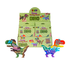 Dino Sensory Activity Board with colorful dinosaur shapes featuring fidgets and maze-like sensory paths for tactile play.