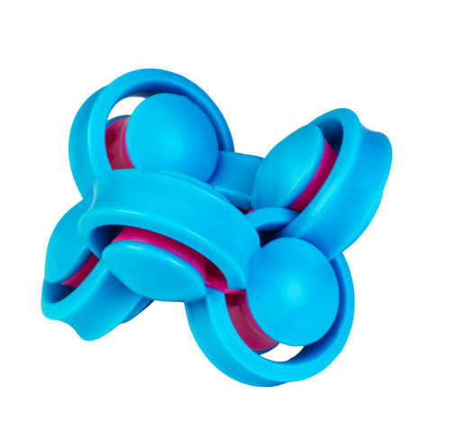 Infinity Twist sensory fidget toy shown in blue and pink variants