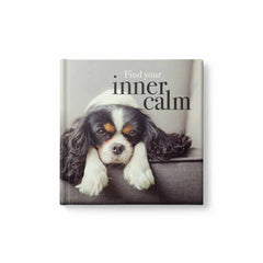 Find Your Inner Calm book cover featuring a calm dog resting its head on a couch armrest.