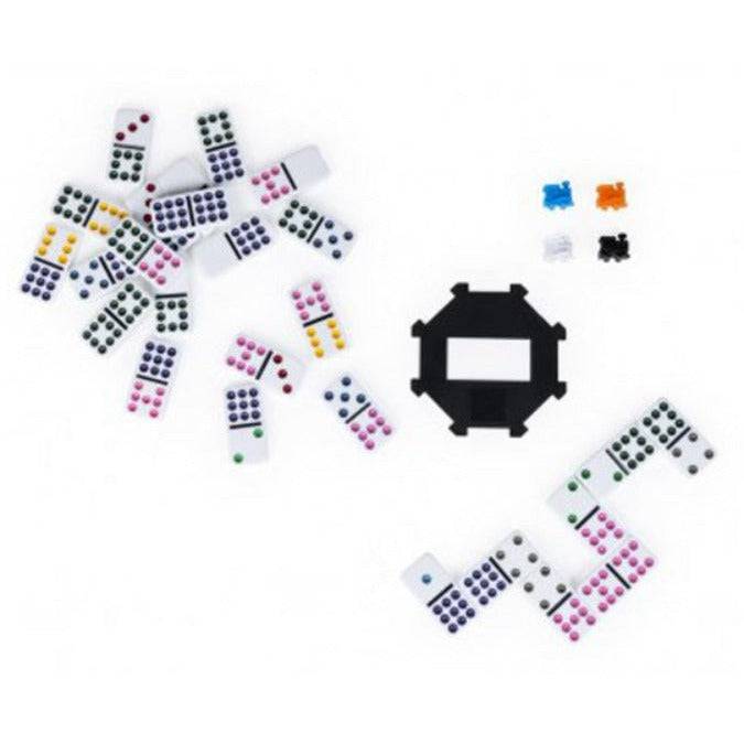 Classic Double 12 Mexican Train Colour Dominoes In Tin - Sensory Circle