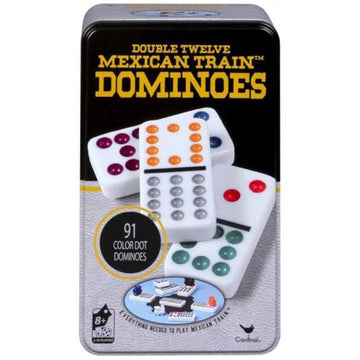 Classic Double 12 Mexican Train Colour Dominoes In Tin - Sensory Circle